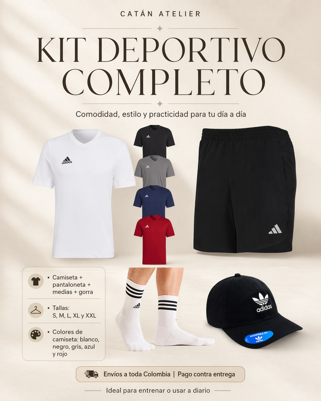 Kit Deportivo Completo con Pantaloneta Negra