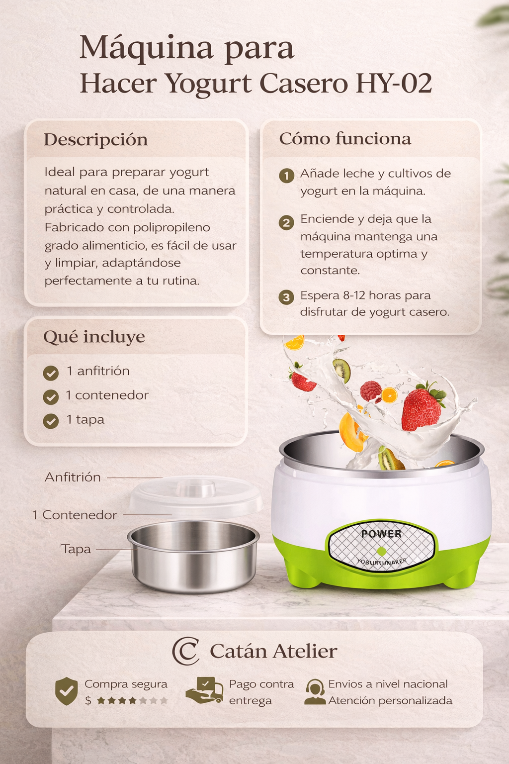 Máquina para Hacer Yogurt Casero HY-02