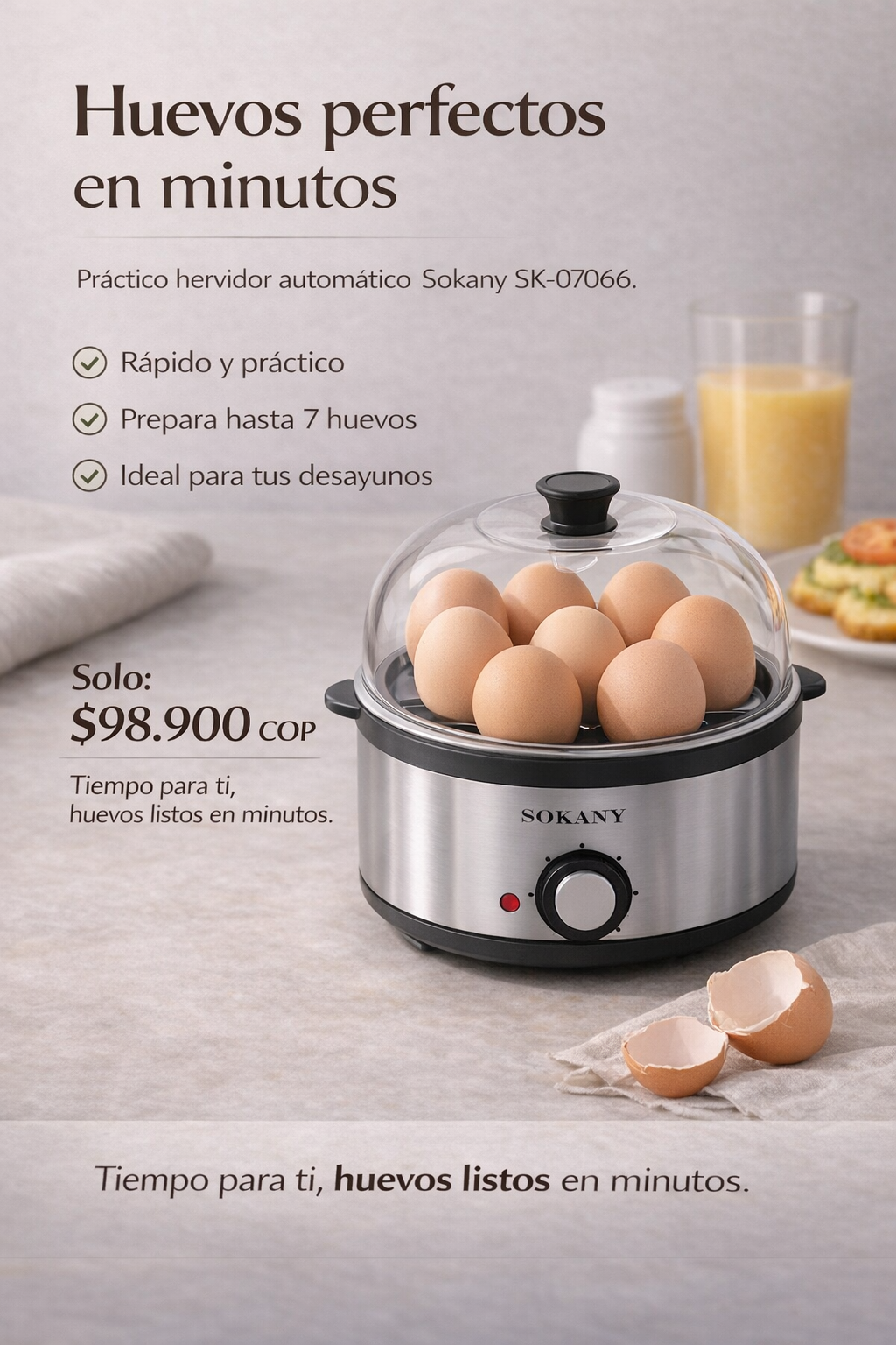 Hervidor de Huevos Eléctrico Automático 7 Huevos