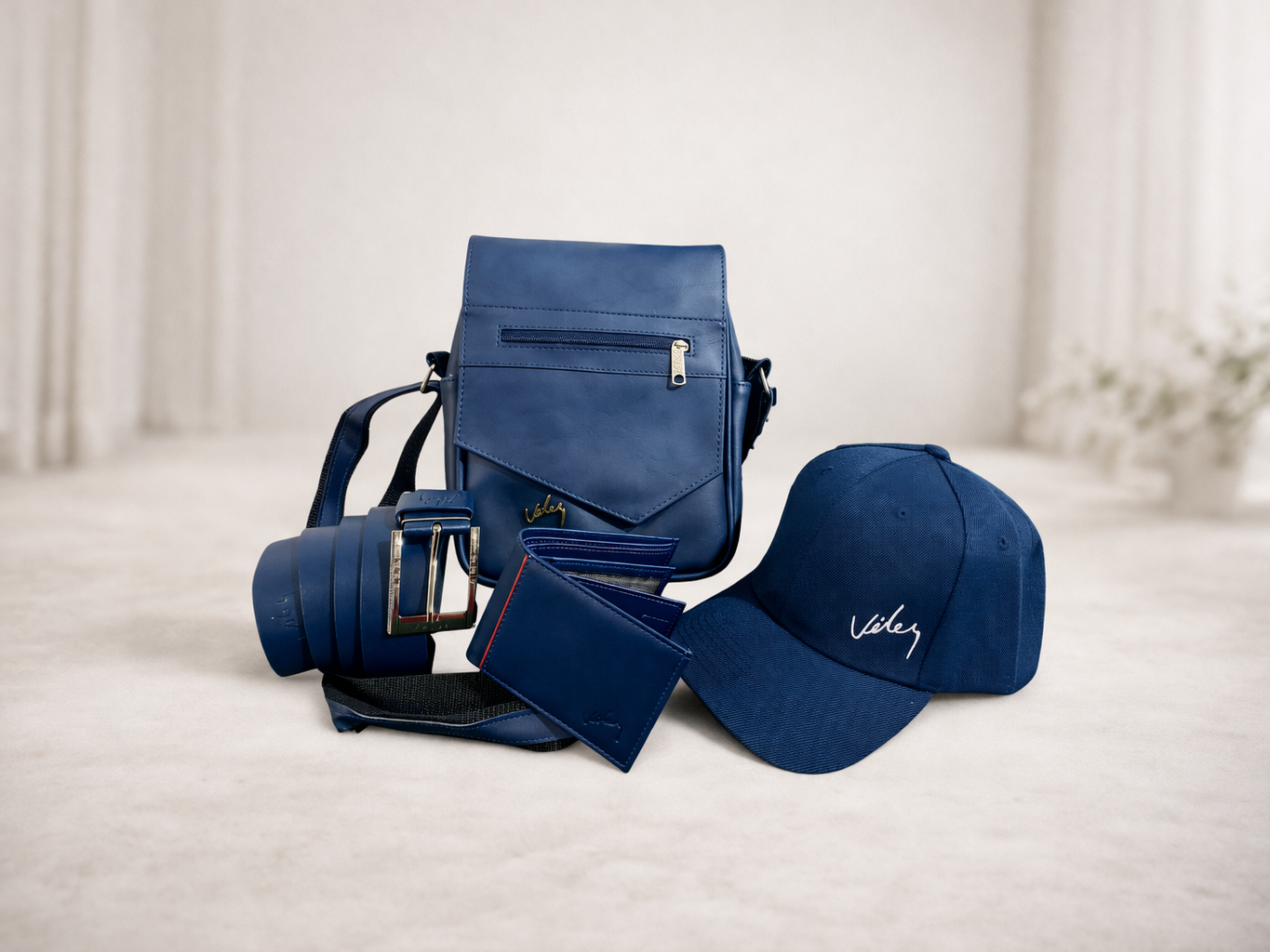 Kit símil Vélez x4 | Carriel tapa corta + Gorra + Correa + Billetera