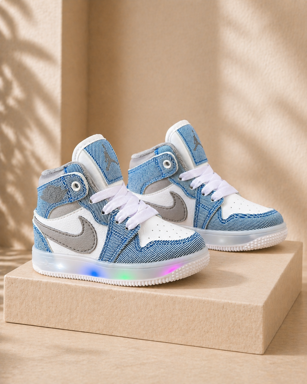 Tenis Botín Infantil Azul Índigo con Luces
