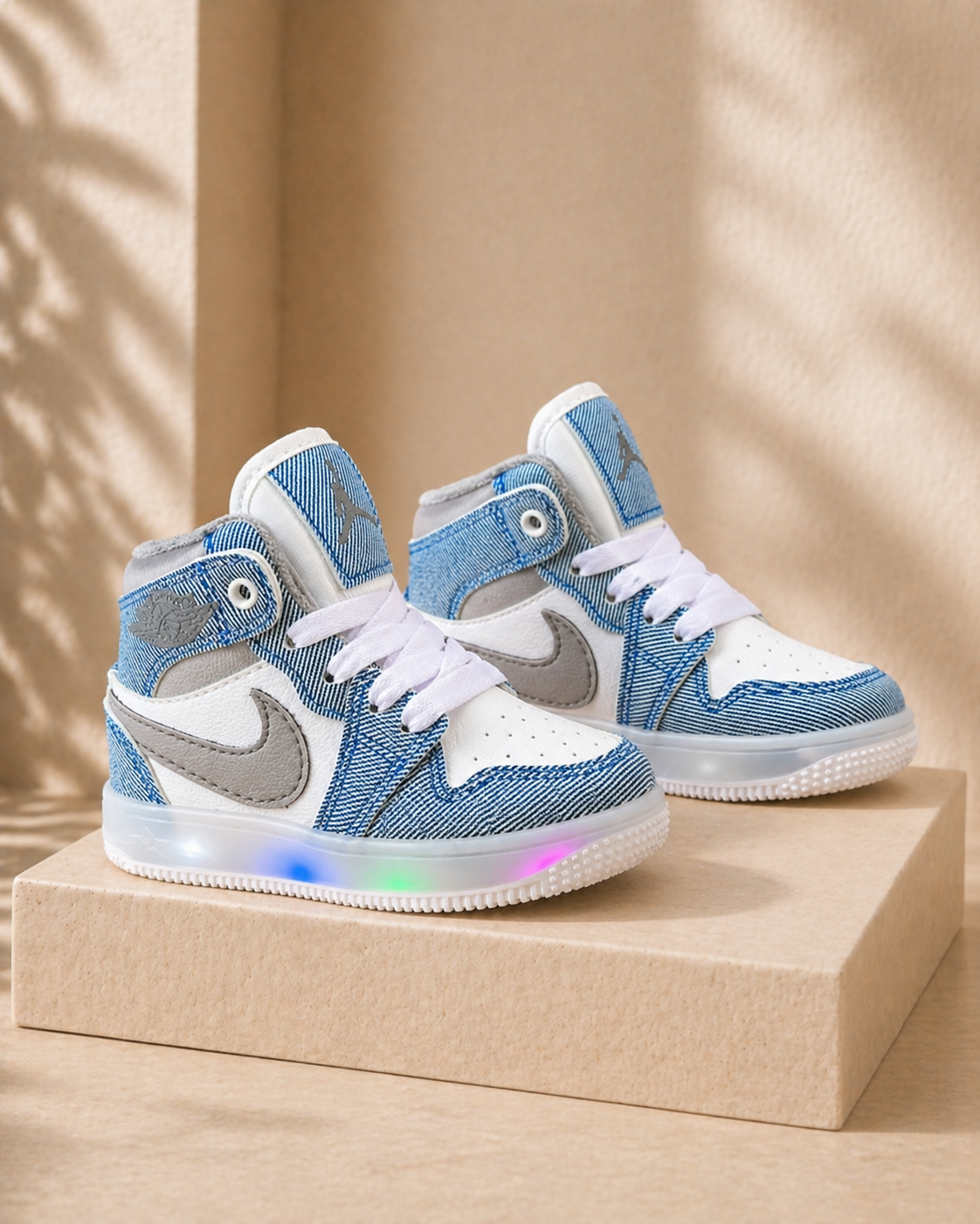 Tenis Botín Infantil Azul Índigo con Luces