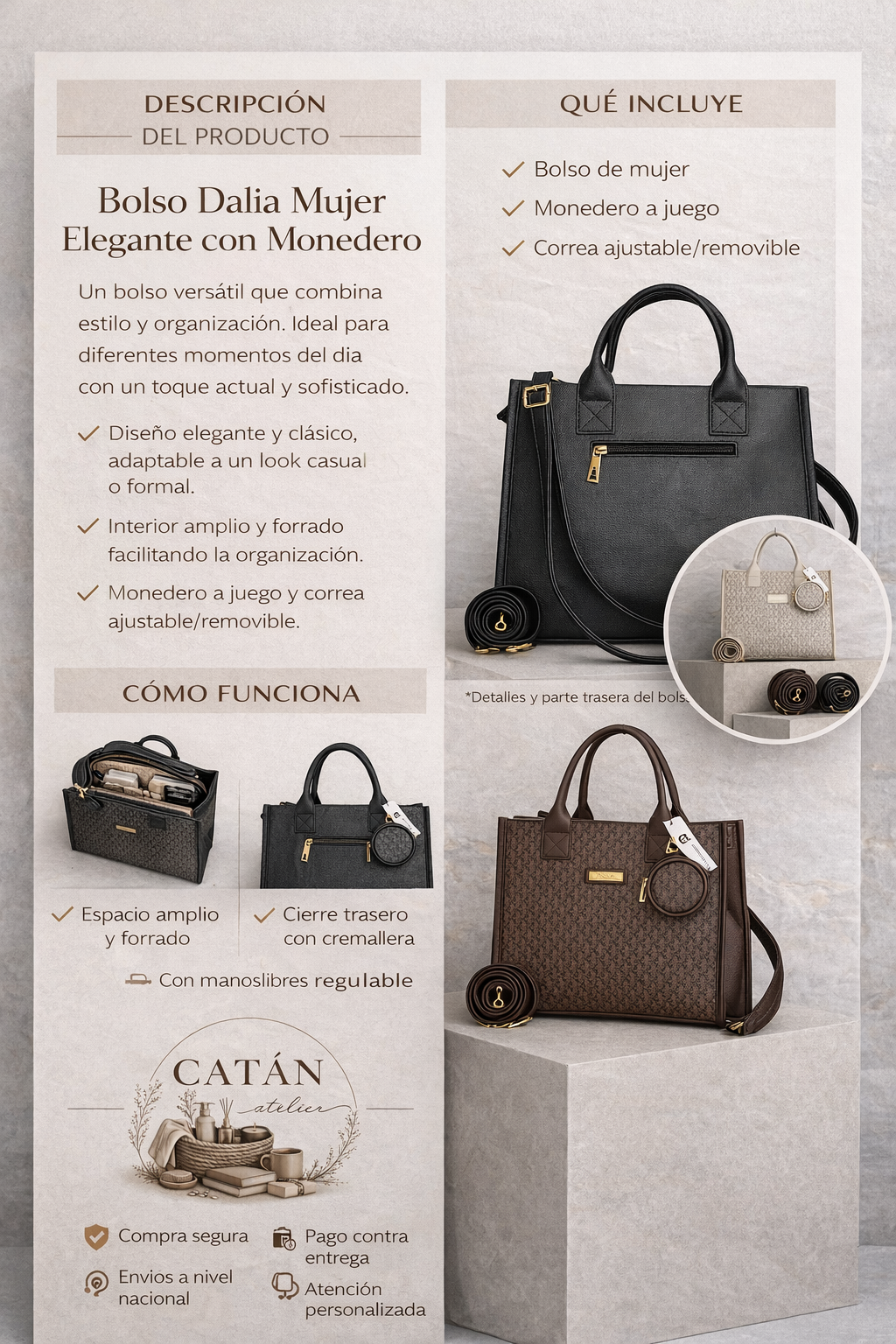 Bolso Dalia Mujer Elegante con Monedero