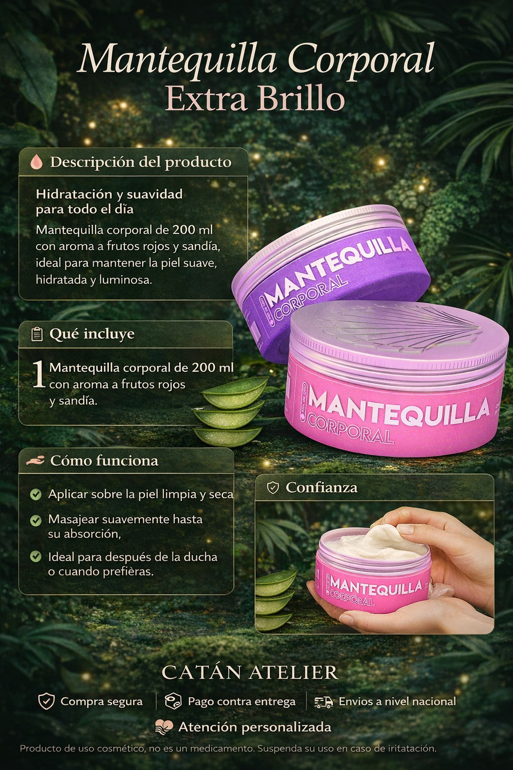 Mantequilla Corporal Extra Brillo Frutos Rojos y Sandía x 200 ml