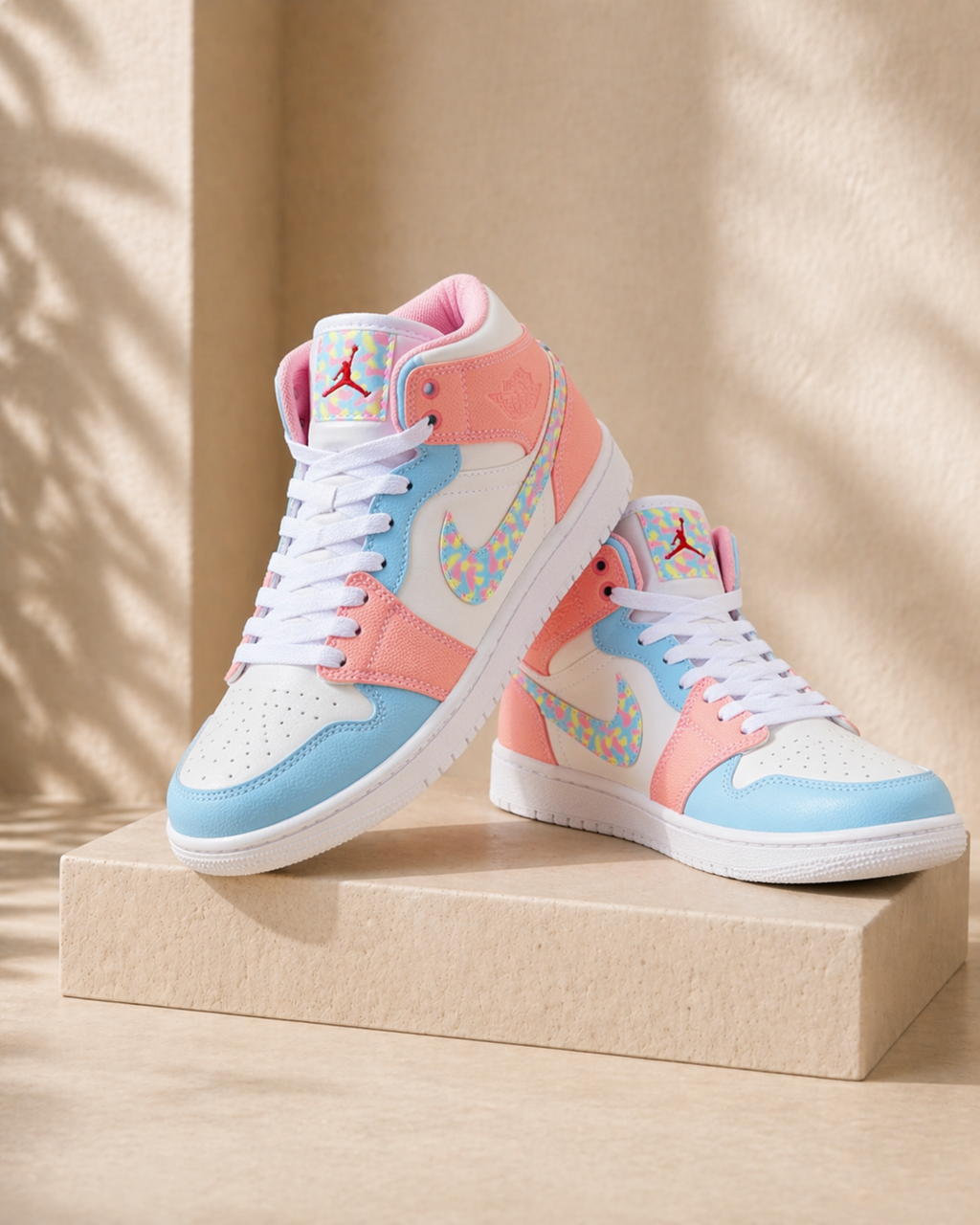 Tenis Estilo Urbano Coral y Azul Cielo